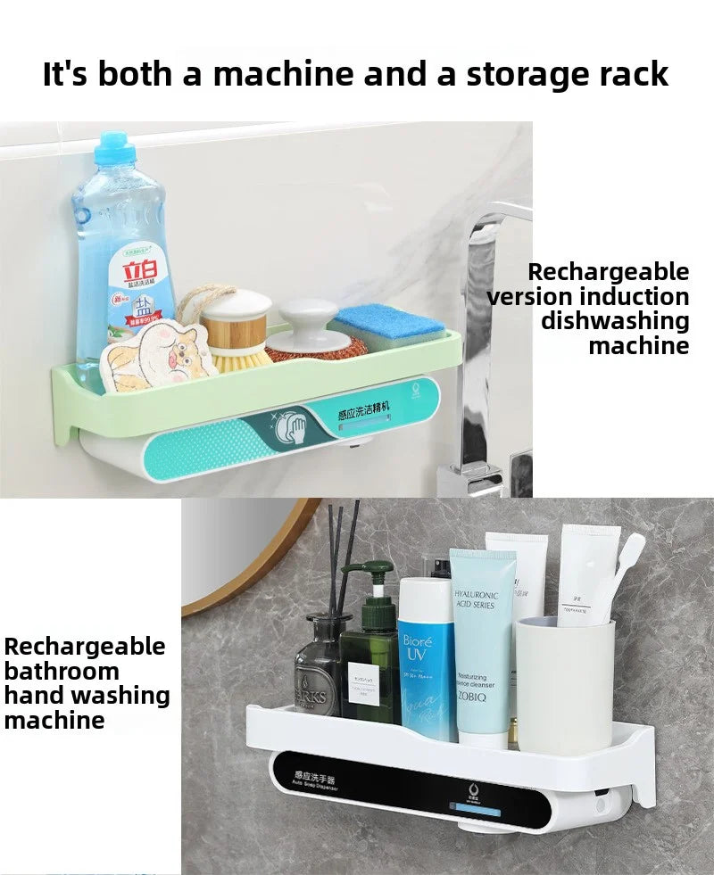 OHBUBBLE mirror cabinet under-sensor wall-mounted hidden double-head soap dispenser automatic sensor hand wash machine