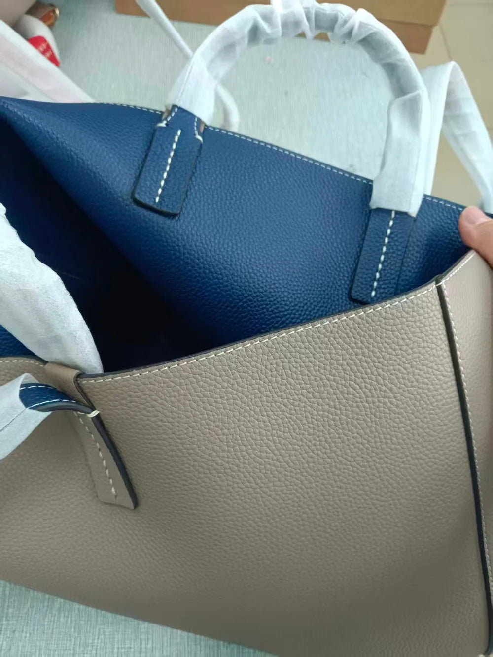 Women Luxury Genuine Leather Tote Soft Cowhide Handbag Two Sides Available Using Shoulder Bags Versatile And Durable