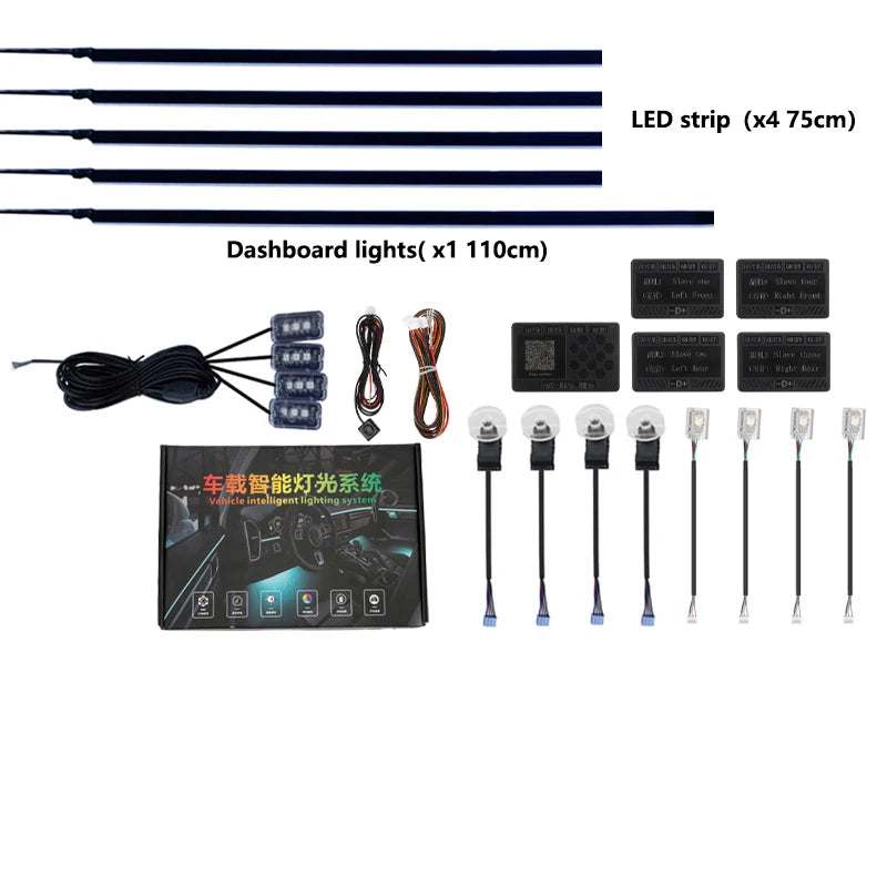 Car Ambient Lighting Kit | 213 Color LED Strip Interior by Tidesmit 18 in 1 Tidesmit