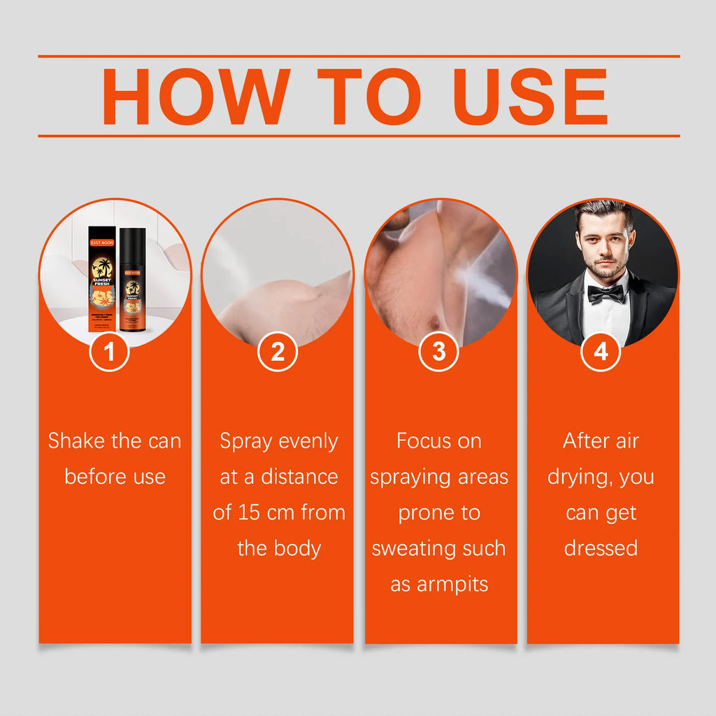Tidesmit fruity deodorizing spray for men to eliminate sweat and underarm body odor for all-day freshness.