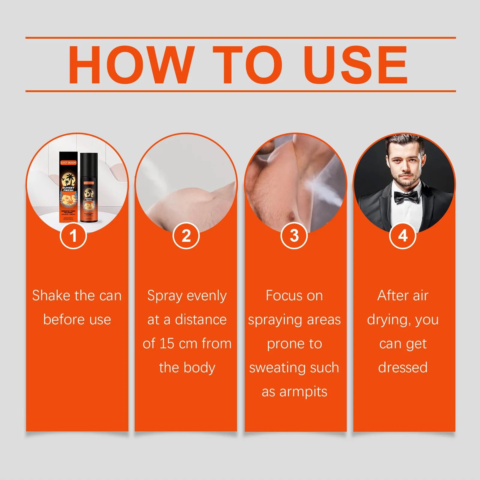 Tidesmit fruity deodorizing spray for men to eliminate sweat and underarm body odor for all-day freshness.