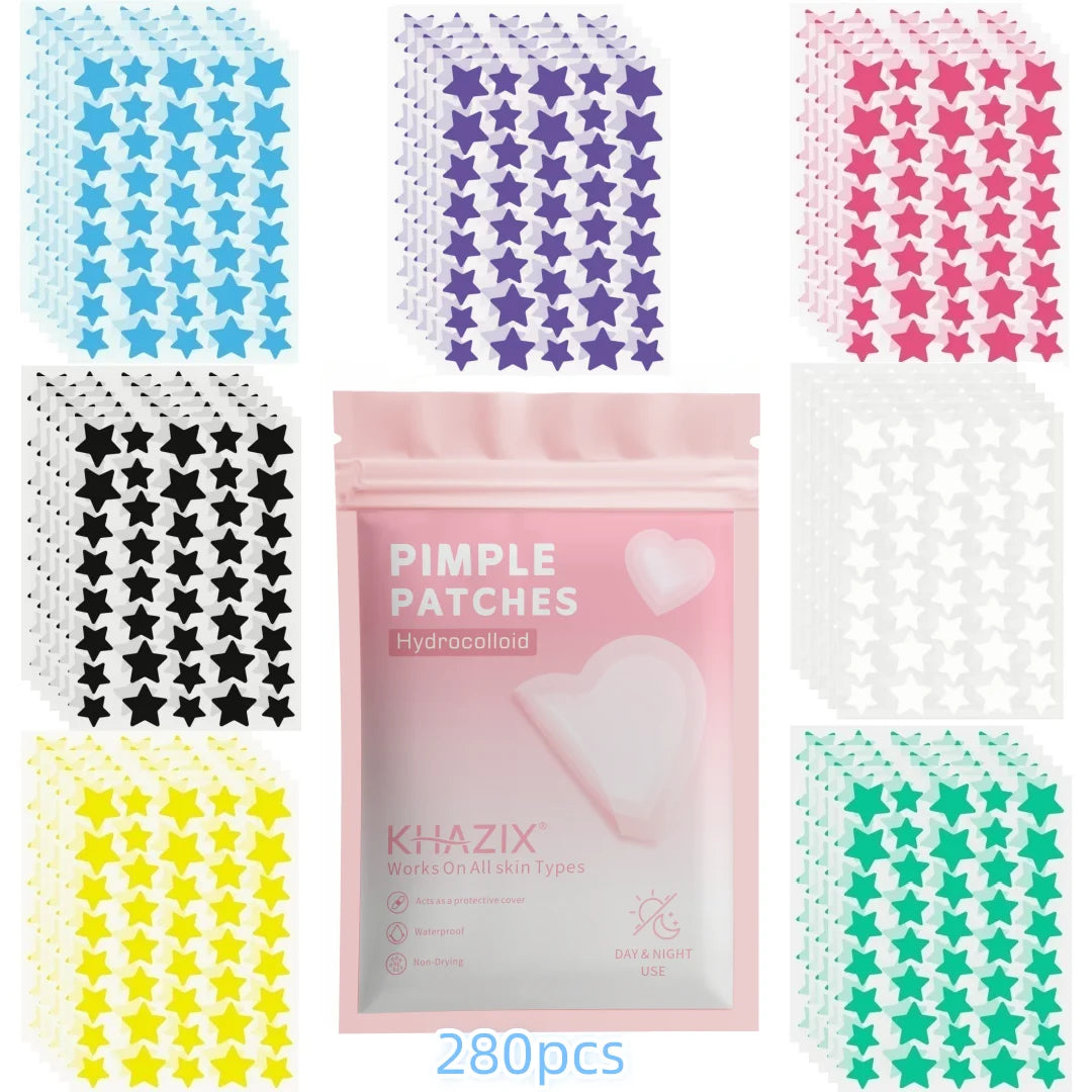 280/1120/1680pcs of multi-color star acne patches, facial acne patches, concealer acne patches, and pimples patches, ultra-thin