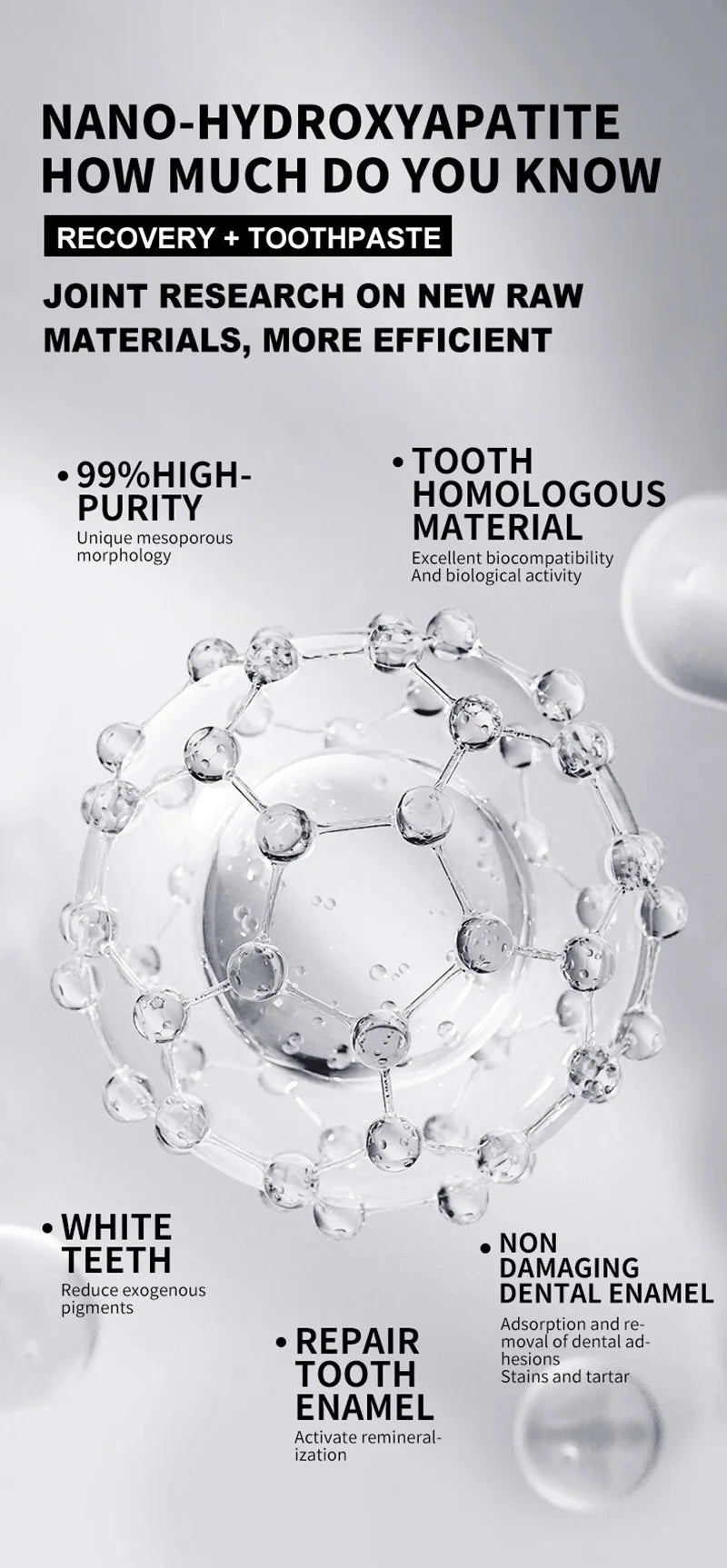 Tidesmit 7.5% hydroxyapatite probiotic whitening toothpaste for enamel repair and fresh breath.