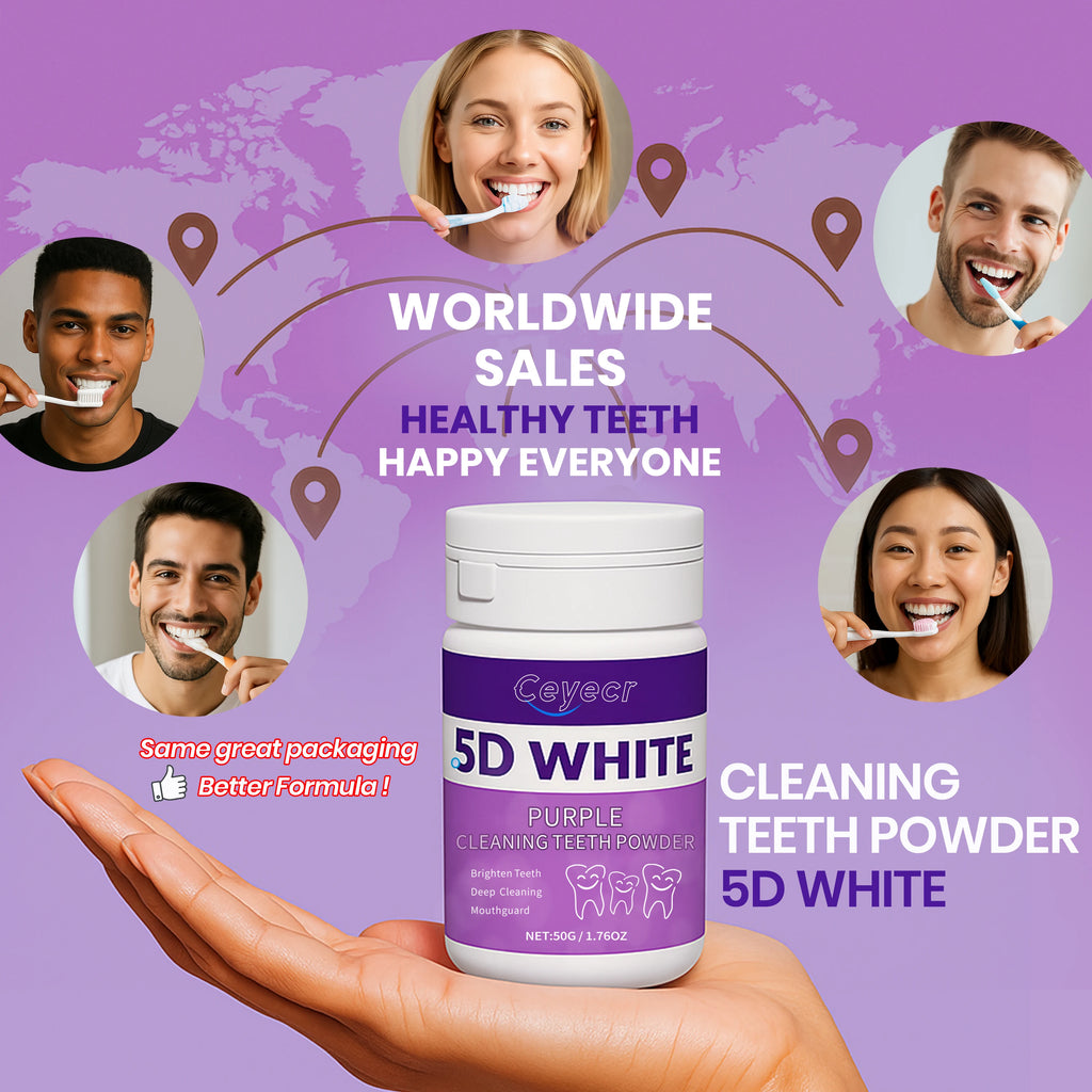 Tidesmit purple teeth whitening powder with natural formula and ice mint flavor for sensitive gums, 50g travel size
