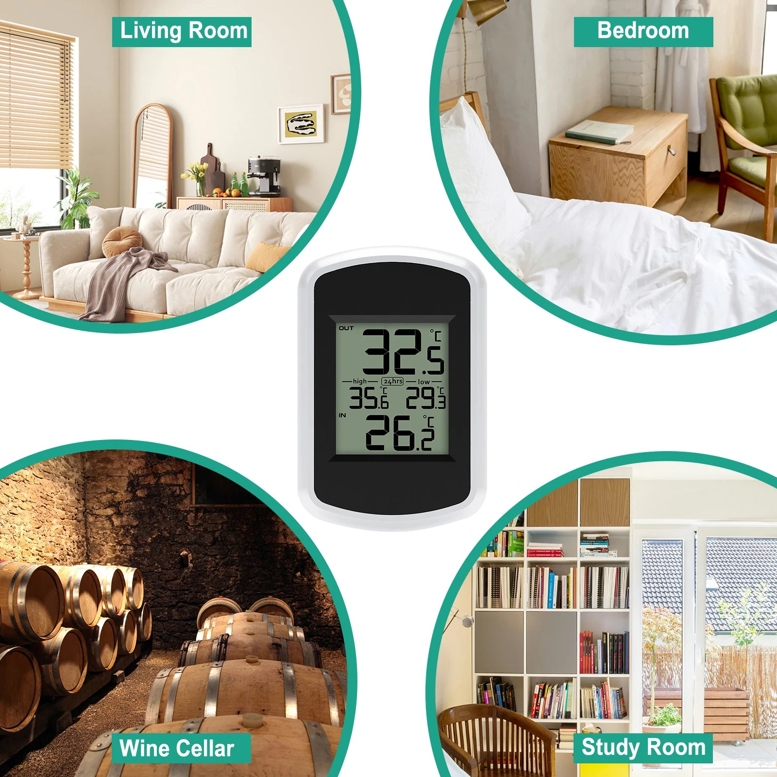 Wireless Indoor Outdoor Thermometer Digital Indoor Outdoor Temperature Monitor Suitable for Greenhouse and Home Room