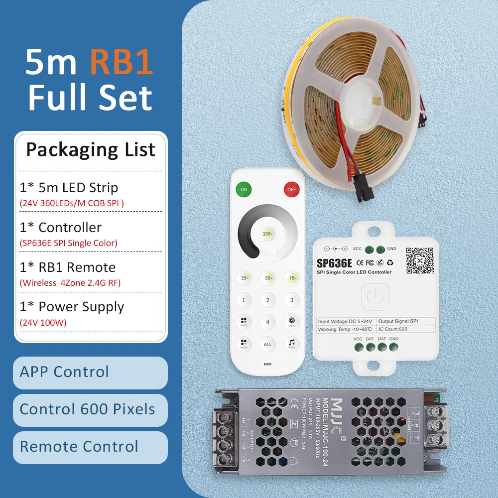WS2811 Horse Running COB LED Strip 20M 15M 10M 24V Water Flow LED Tape Ribbon Light with Banlanx APP SP636E Touch Controller Set