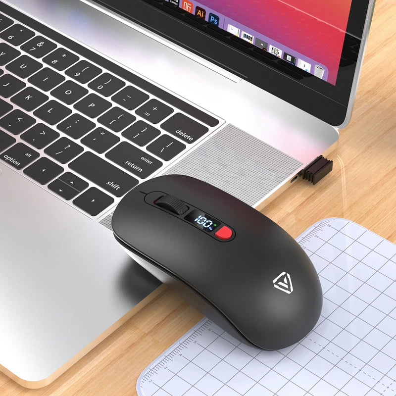 Wireless Mouse Bluetooth 2.4G With Smart Display Silent Portable Silent Click Mouse Rechargeable Office Computers Laptops 2026