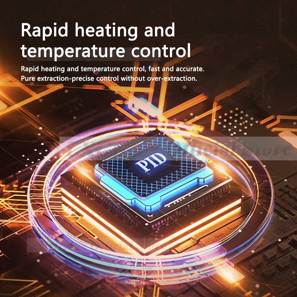 Espresso machine PID temperature control chip on a circuit board for precise rapid heating and coffee extraction.