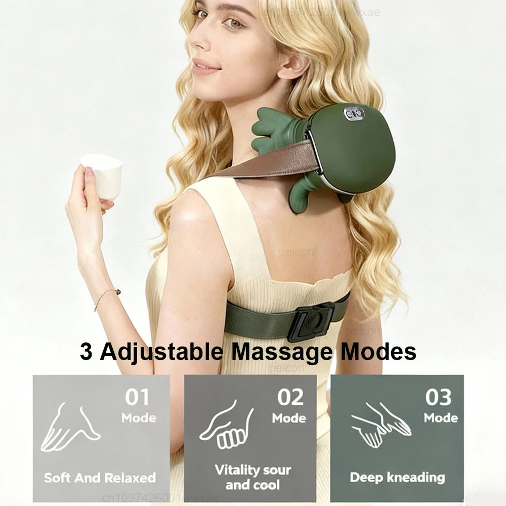 Electric Neck Massager: 4D Deep Tissue Kneading Tool (Green) Relaxation Treatment Tidesmit