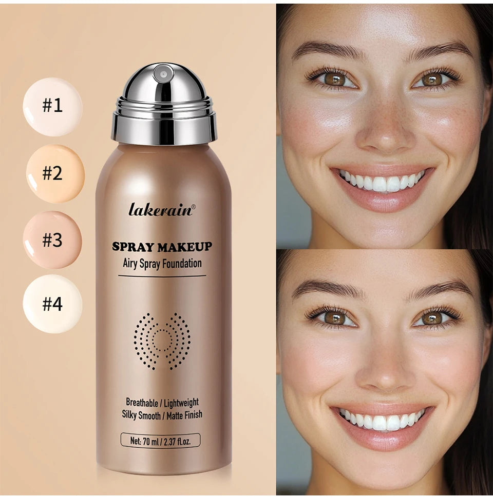 Tidesmit natural lightweight foundation spray with matte finish for long-lasting waterproof face makeup application