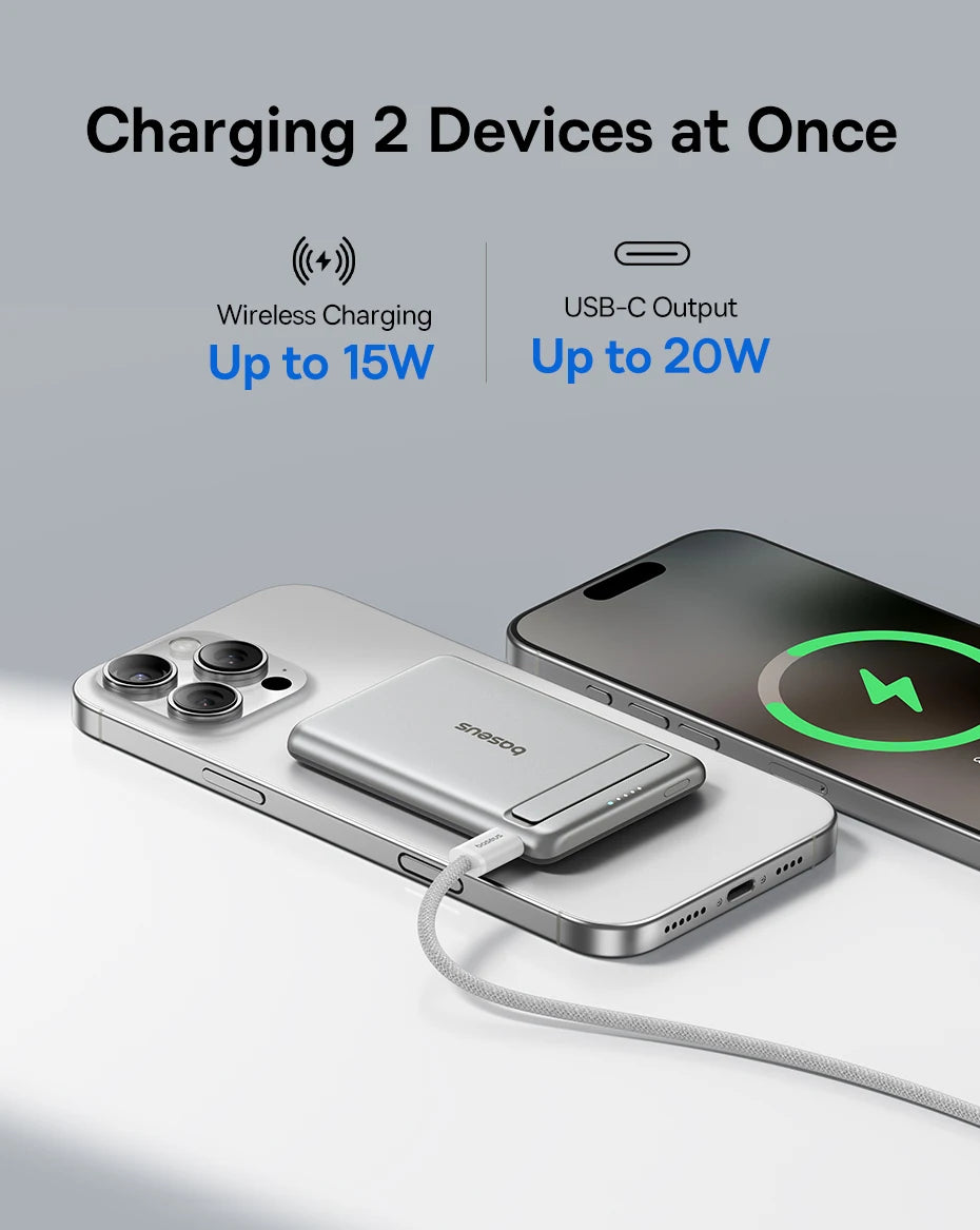 Magnetic Power Bank 5000mAh Wireless Charger with Kickstand Tidesmit