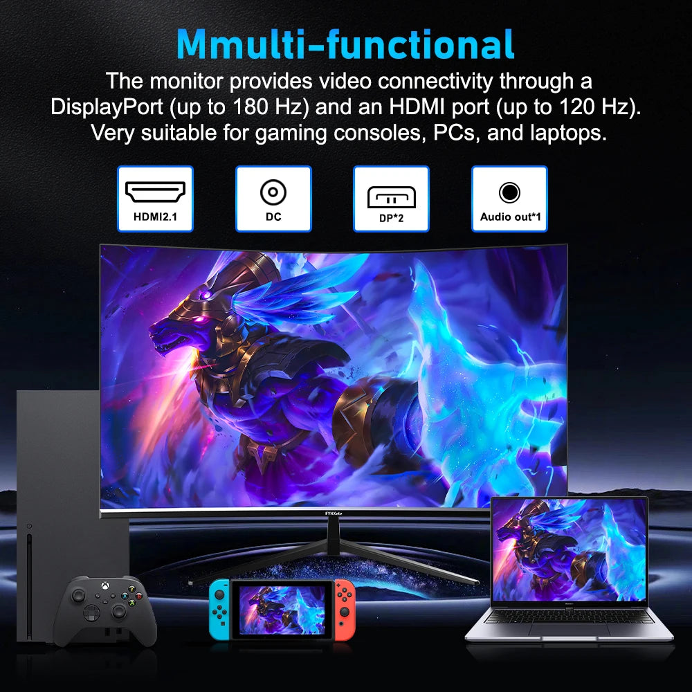 FYHXele 24" Curved FHD 1ms VA Gaming Monitor 180Hz (HDMI165Hz/DP180Hz) Speaker VESA