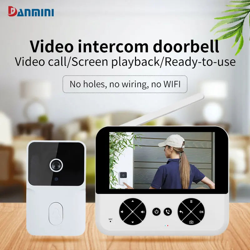 4.3 "visual electronic doorbell 100-degree wide-angle ultra-long standby infrared night vision intelligent cat eye monitoring