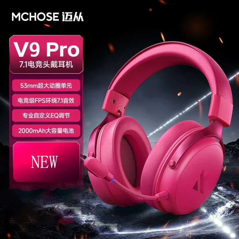 MCHOSE V9 Pro Wireless Gaming Headset: Four-Mode Connectivity Tidesmit V9PRO -RED Tidesmit
