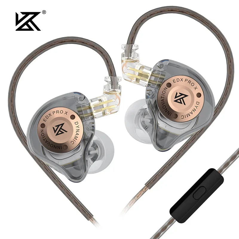 KZ EDX PRO X Dynamic Drive Earphone HIFI Bass Earbud DJ Sport Music Cancelling Headsets EDXProX Gray MIC Tidesmit