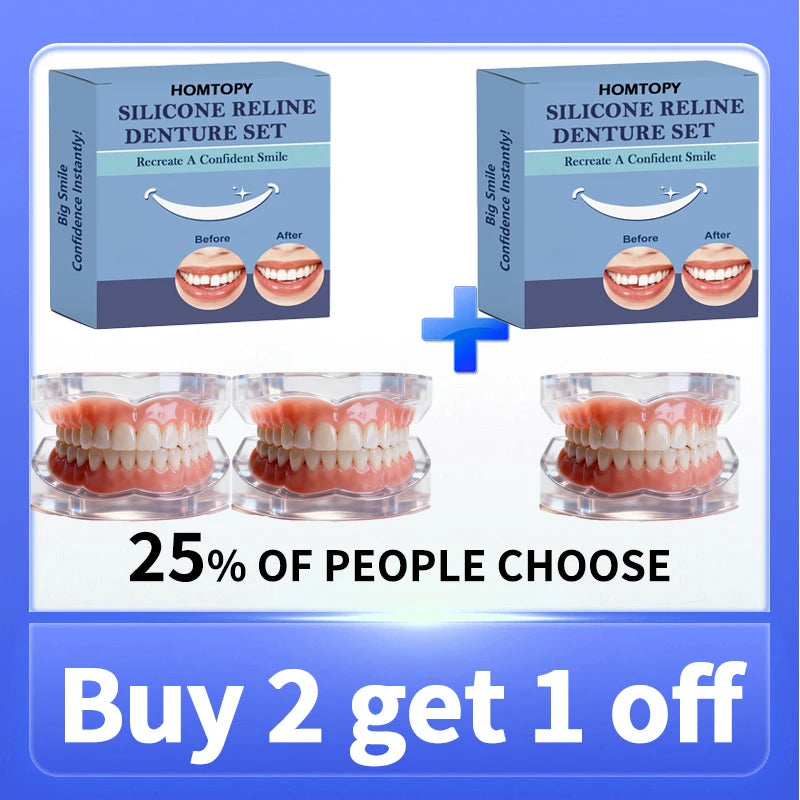 The provided image is for adult denture products and does not contain any baby teething toys or related items.