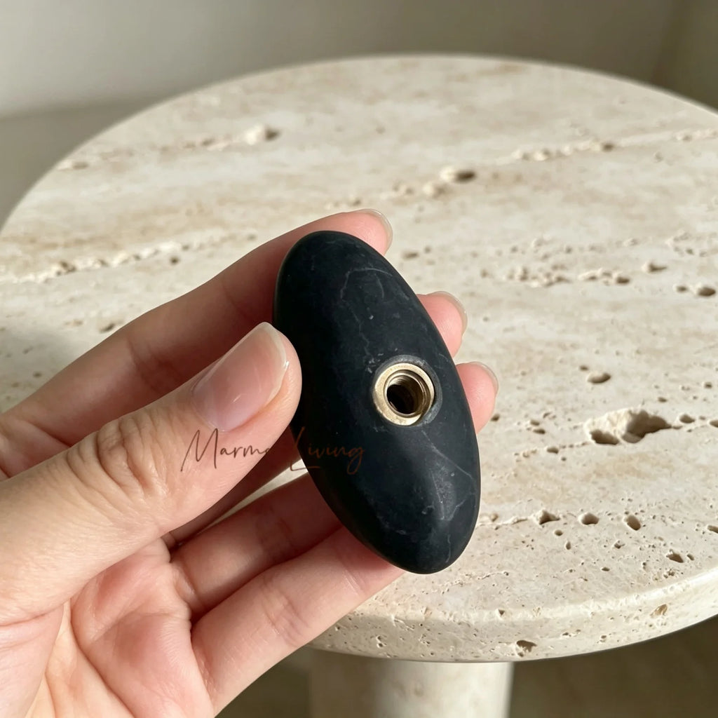 Natural Marble Oval Shape Handle Italian Light Luxury Wardrobe Cabinet Pull Villa Decorative Knob