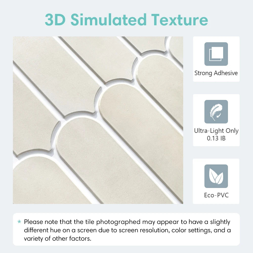 1/10pcs 3D Decorative Tile Stickers, 3D Fish Scale Textures, Matte 30cm x 30cm, Water and Mold Resistant, for Kitchen Bathroom W