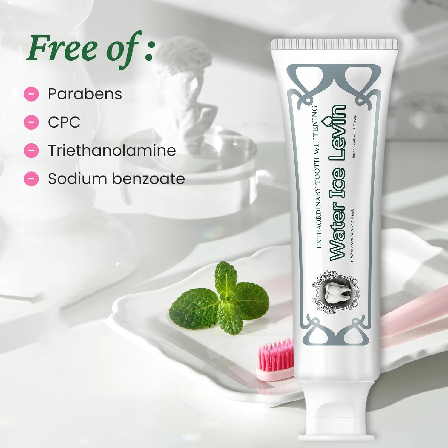 Tidesmit smart teeth whitening toothpaste with fluoride for stain removal and brightening
