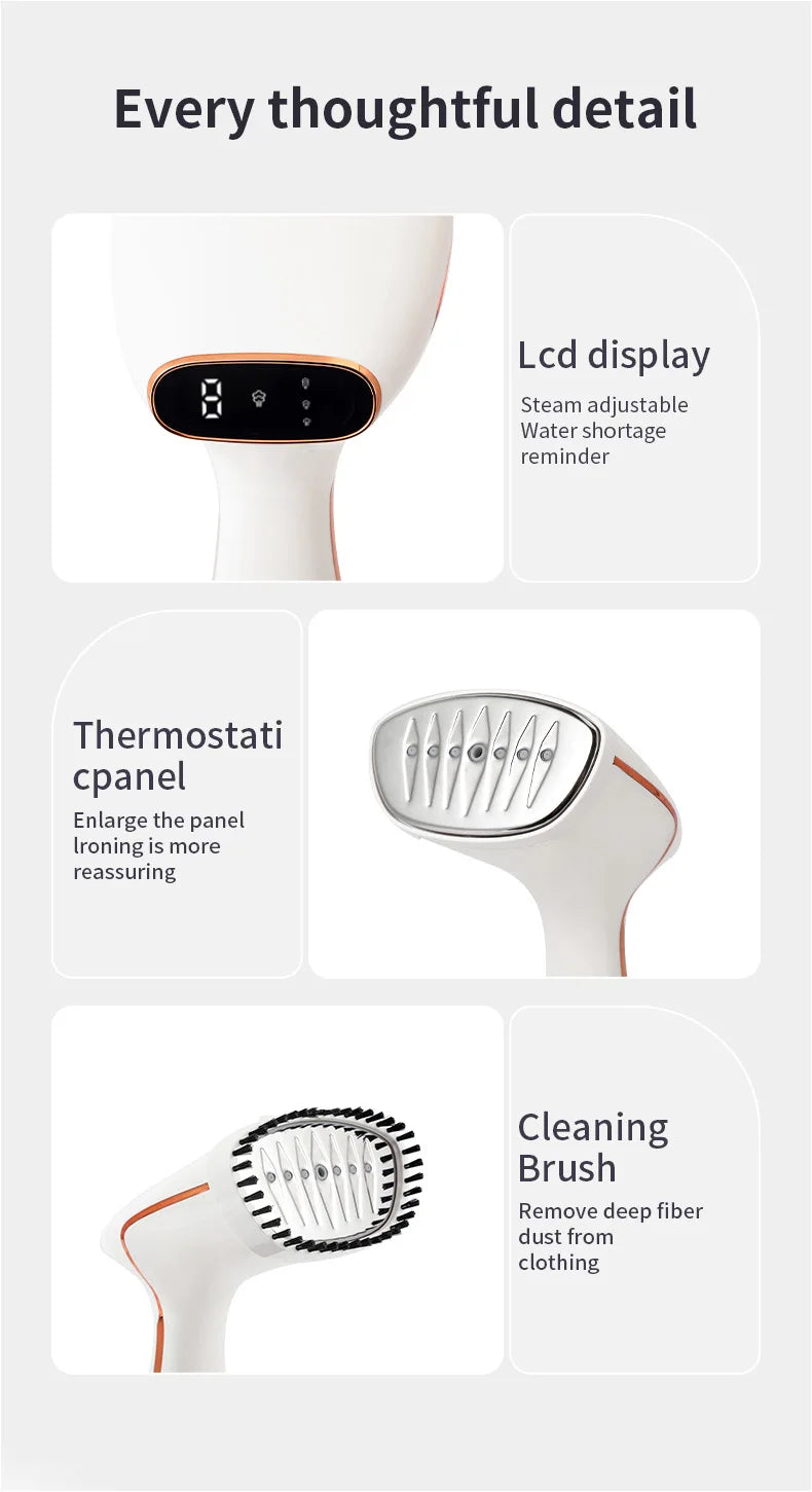Tidesmit 1800W handheld garment steamer featuring touch screen control and 15-second fast preheat for clothes.