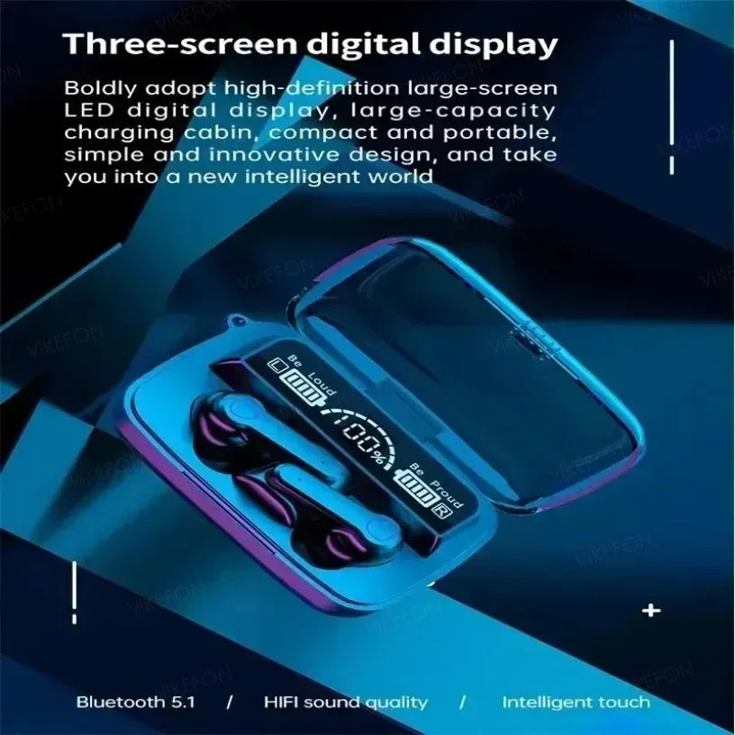 Tidesmit Bluetooth Wireless Earbuds with LED Display – Black Tidesmit