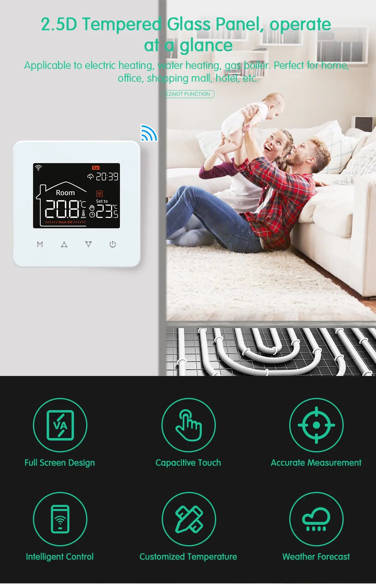 Smart WiFi Thermostat for Electric Floor Heating Water Gas Boiler Tuya Digital Temperature Controller Alexa Google Home Yandex