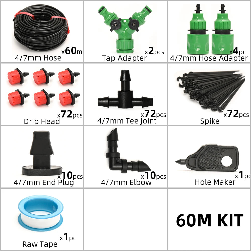 5M-60M Drip Irrigation System Plant Watering Set Watering Kits Adjustable Drippers For Irrigation Micro Garden Watering System