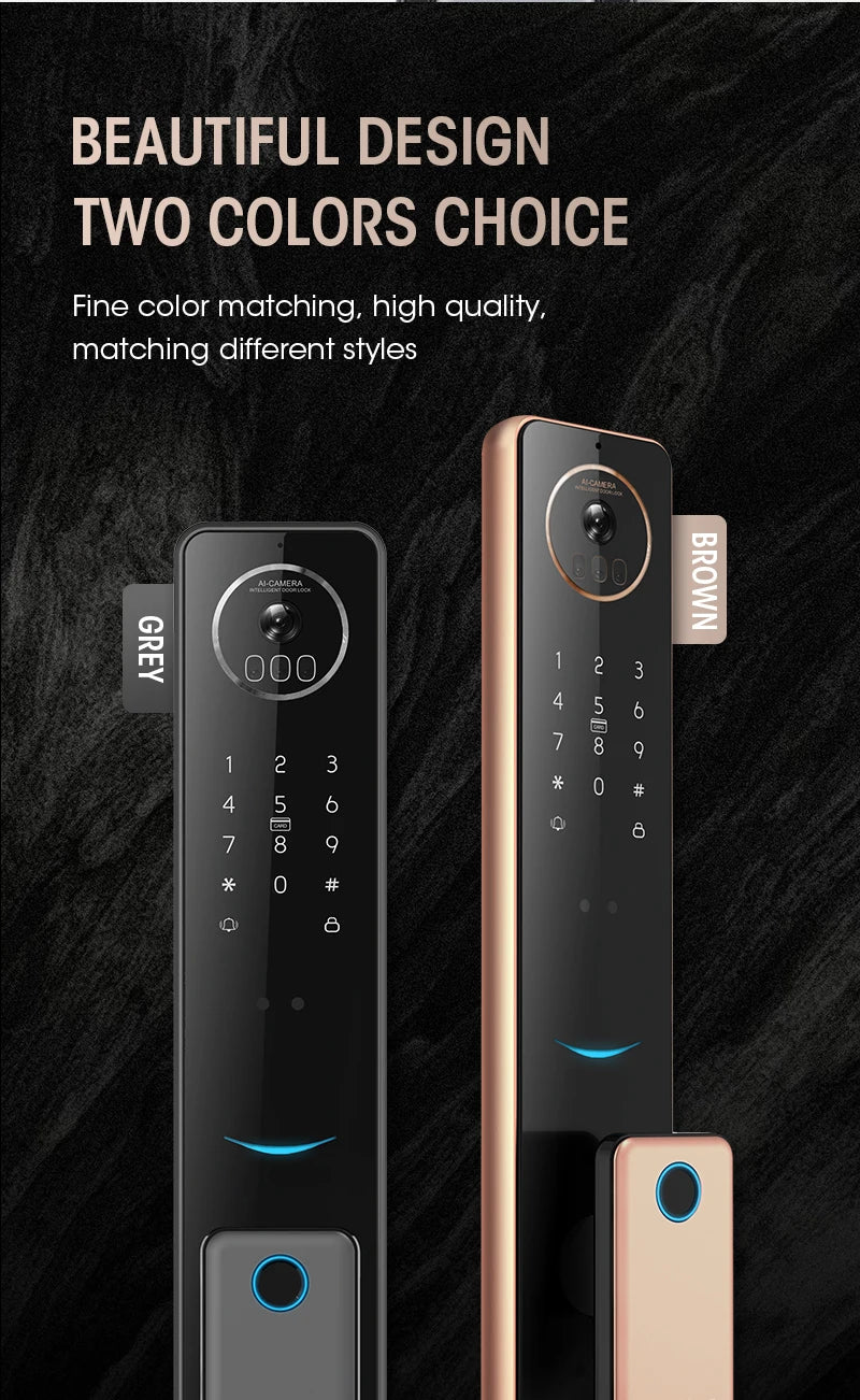 2026 Tuya Wifi Golden Video 3D Face Recognition Fingerprint Digital Smart Door Lock From Alibaba Certification Factory