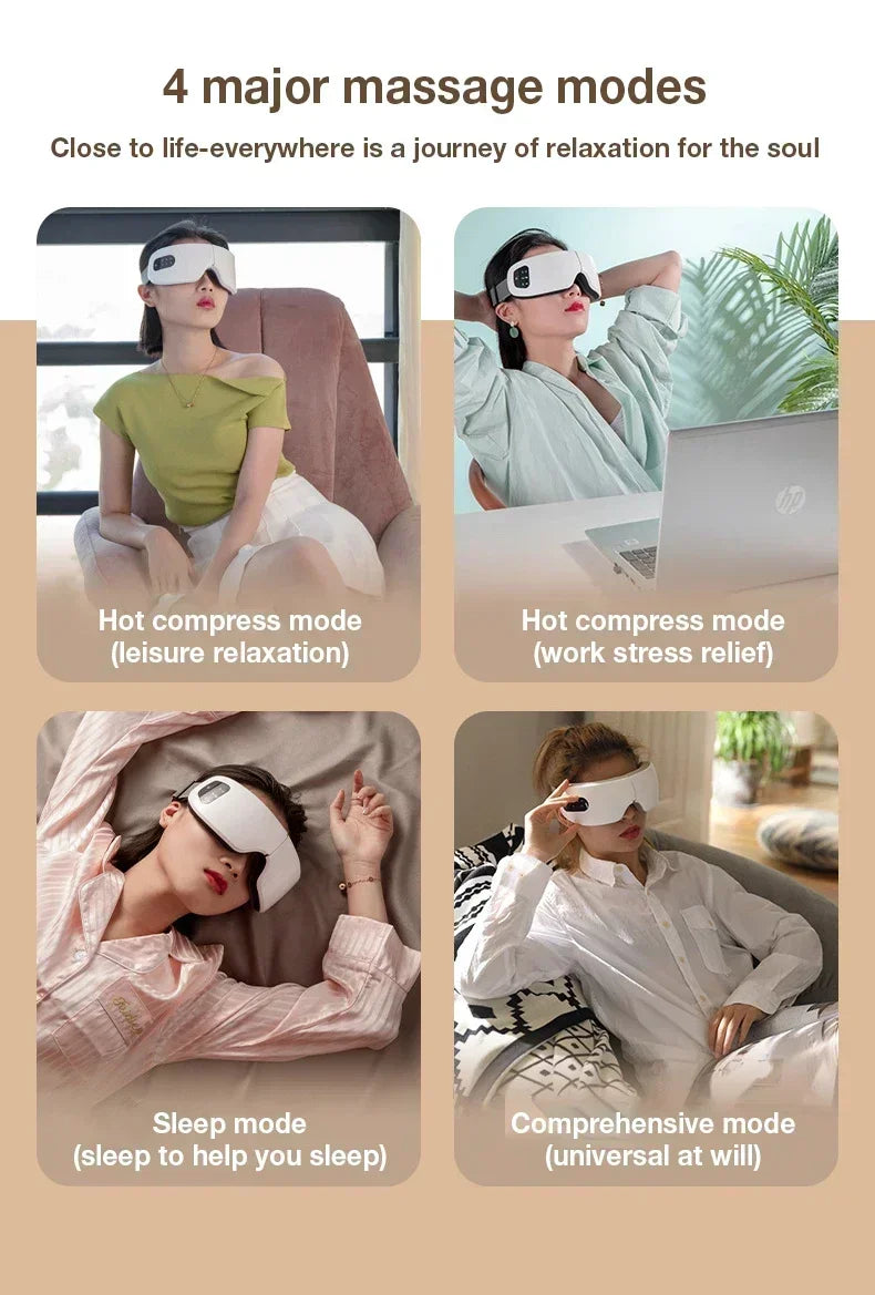 4D Eye Massager with Heat and Bluetooth - Portable Wellness Tool Relaxation Treatment Tidesmit