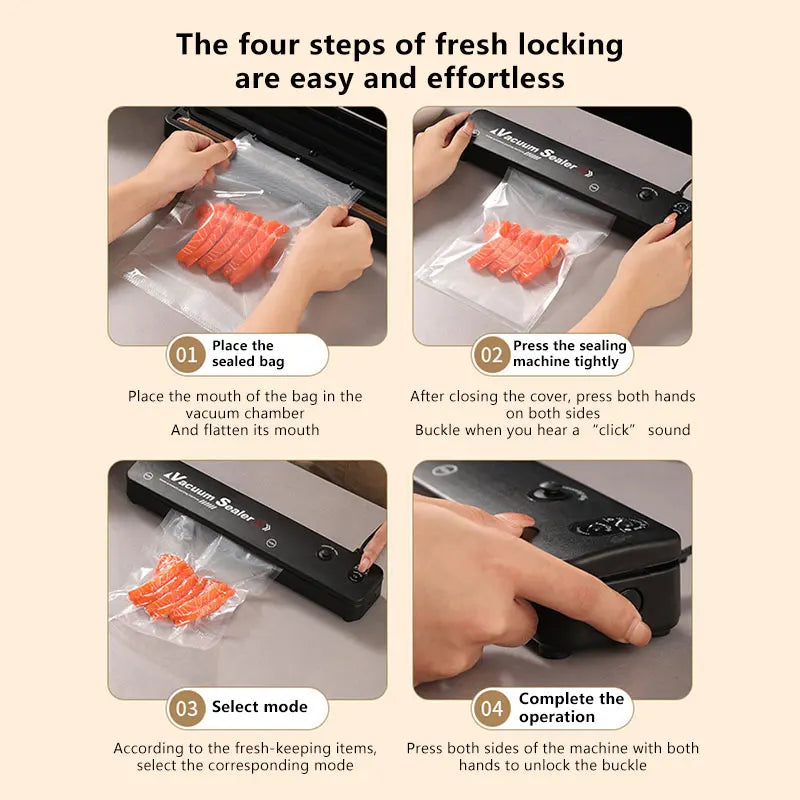 Food Sealing Machine Vacuum Sealing Machine Portable Automatic Packaging Machine Kitchen Helper Keep Food Fresh 220V For Home