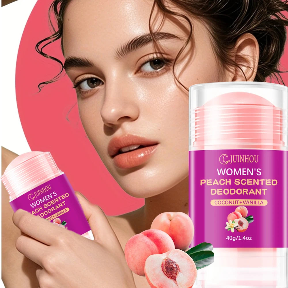 Tidesmit JUINHOU 40g Peach Scent Deodorant Stick for women, moisturizing antiperspirant for long-lasting freshness.