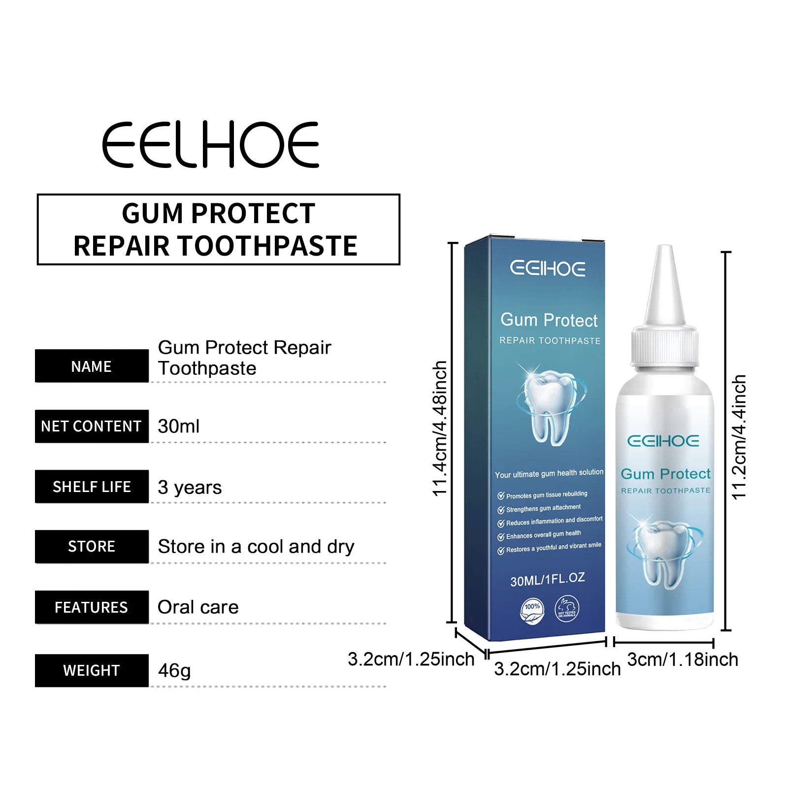 Tidesmit EELHOE gingival repair toothpaste for teeth whitening, plaque removal, and healthy gum therapy.