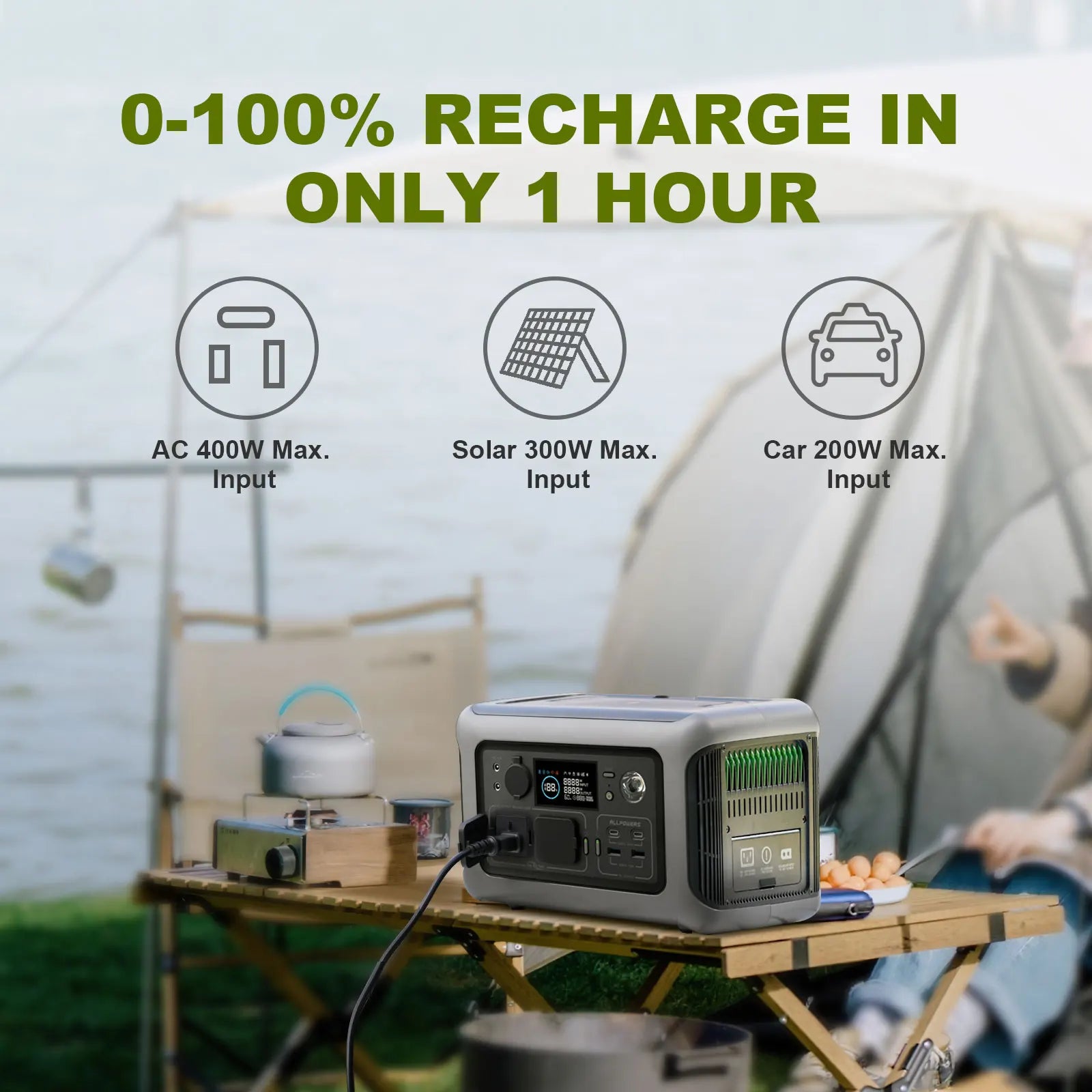 Portable Power Station 600W LiFePO4 with Solar Panel - Tidesmit Tidesmit