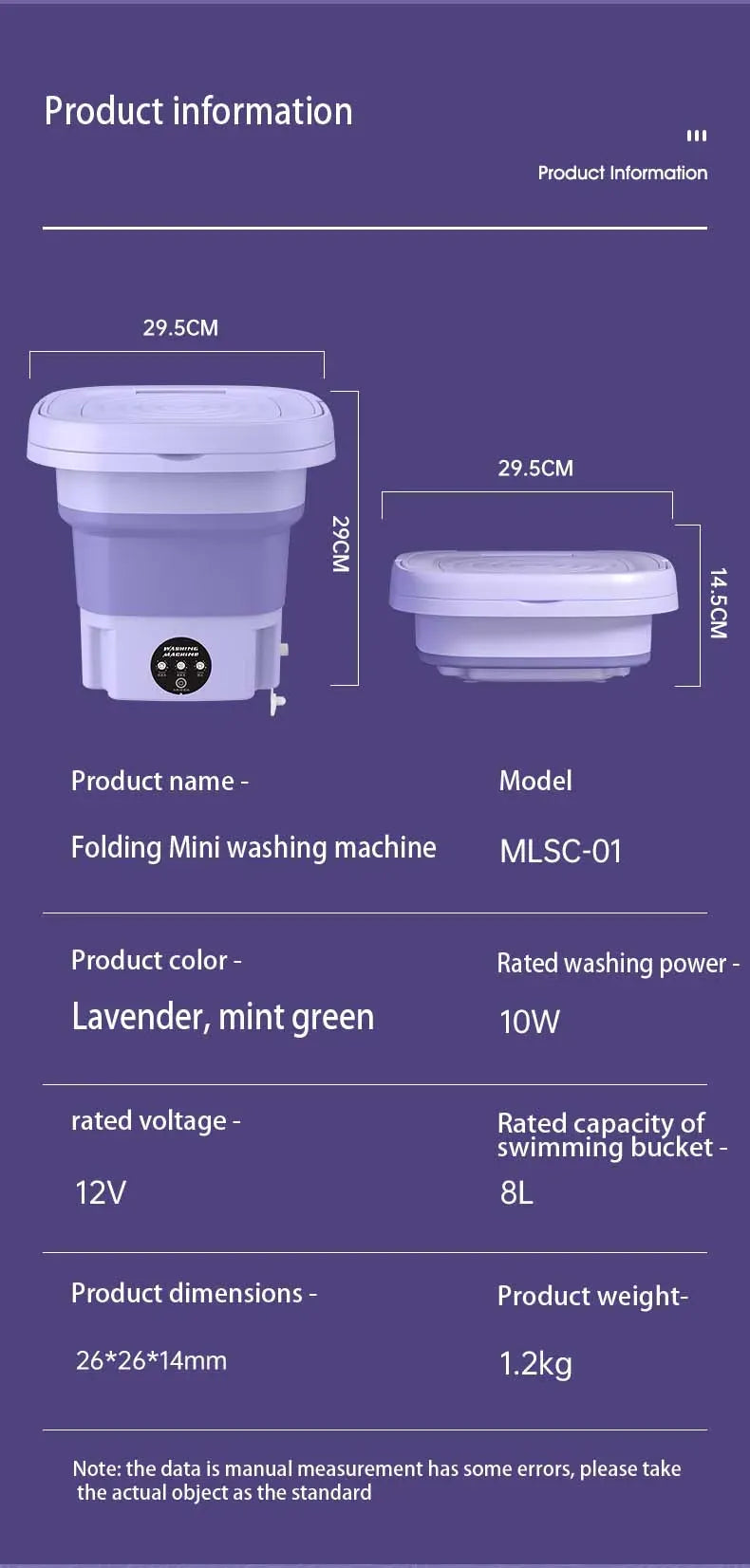 Tidesmit 8L Foldable Portable Washing Machine with Spinning Dry