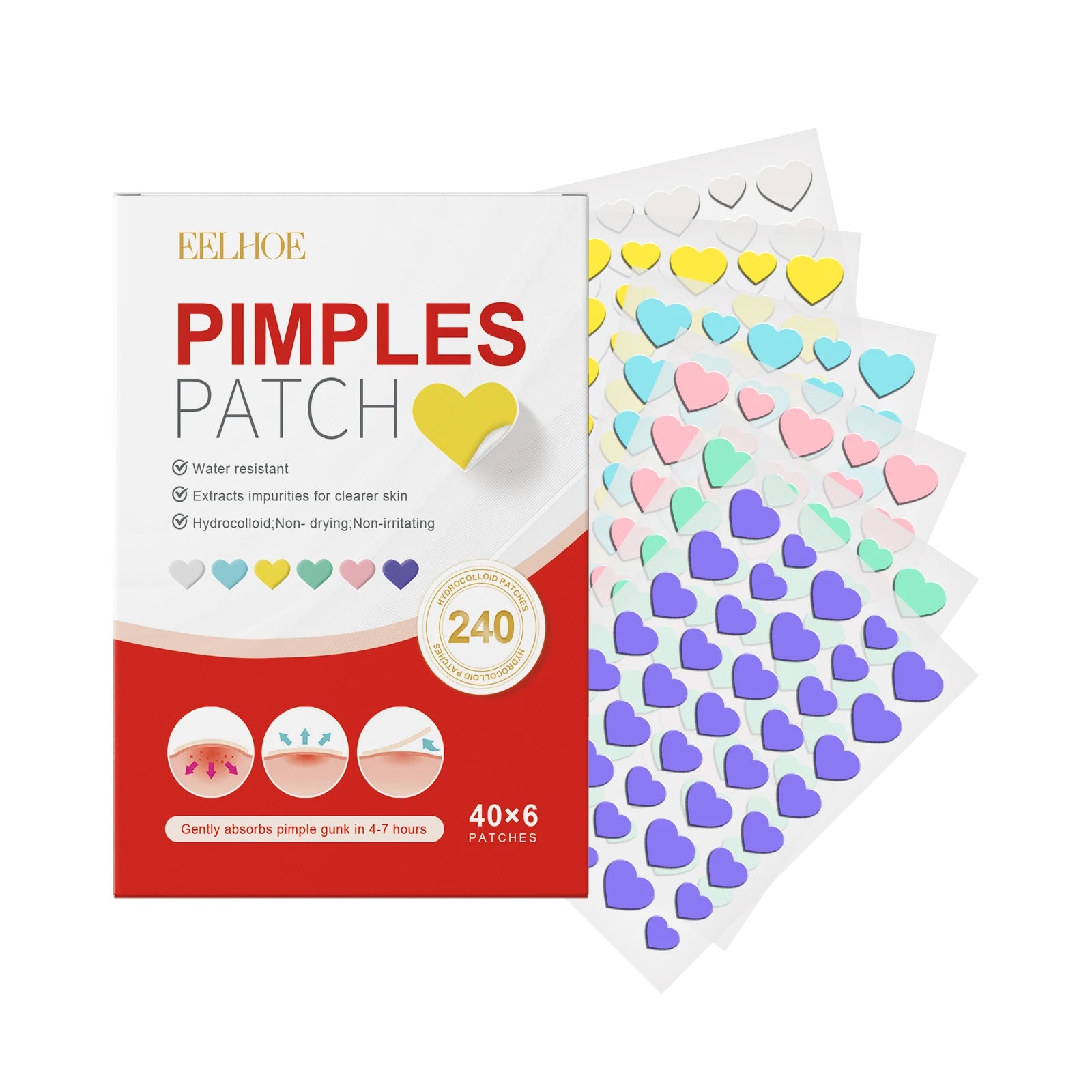 Salicylic Acid Acne Patches 240 Pcs – Shape Assorted Skin Care Scrubs Treatments Heart 240Pcs Tidesmit