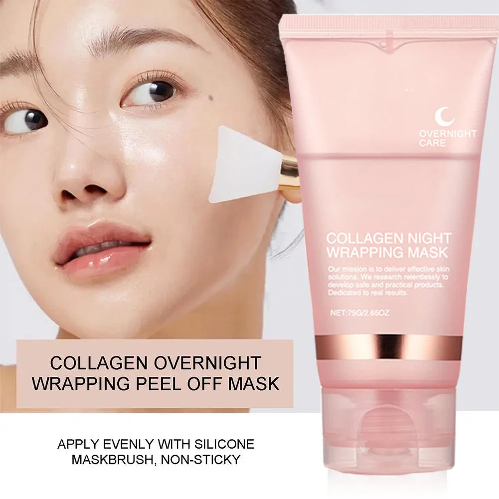 Tidesmit collagen peel-off night mask texture close-up for deep hydration and skin firming facial care