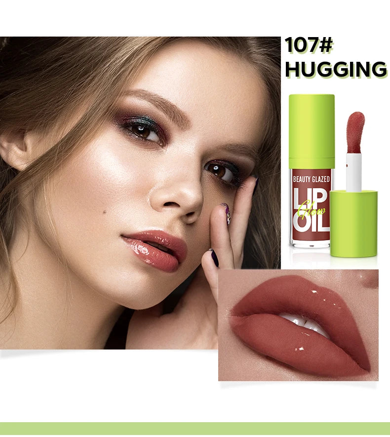 Moisturizing nude lip gloss with a lustrous, high-shine mirror finish and soft applicator in shade 107 Hugging.