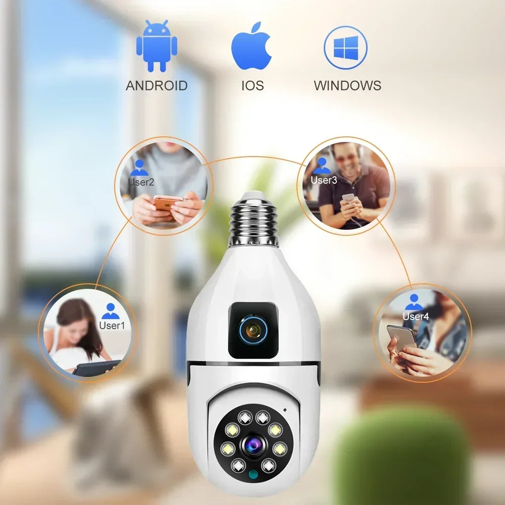 WiFi IP Camera E27 Bulb Cam 8MP Wireless Baby Monitor AI Tracking Security Video Surveillance Pet Cameras 5MP SmartLife Indoor