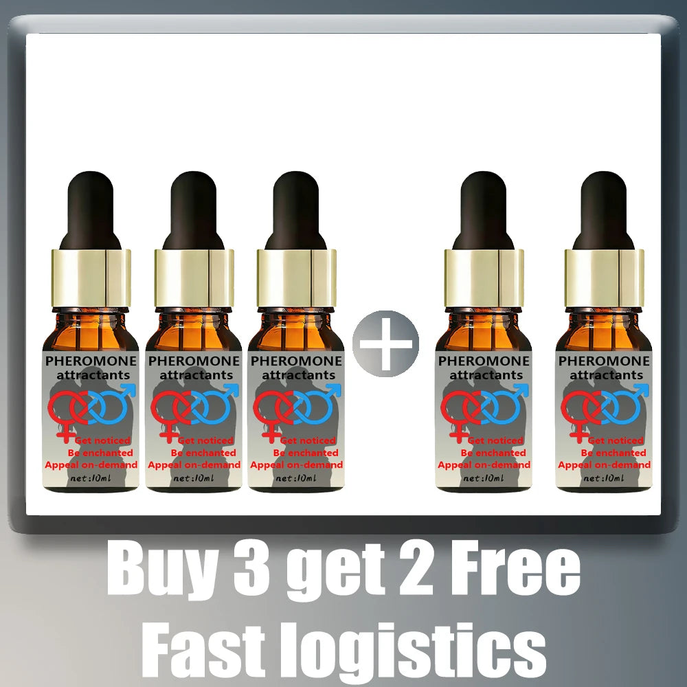 Pheromone Seductive 10ml amber dropper bottles, long-lasting fragrance oil for men to attract women, dating scent set.