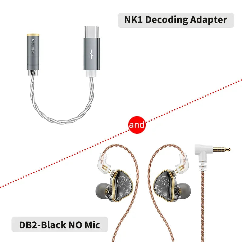 HiFi In-Ear Monitors 1DD+1BA Hybrid Dual Driver Earphones | Tidesmit BlackNoMic and NK1 Tidesmit