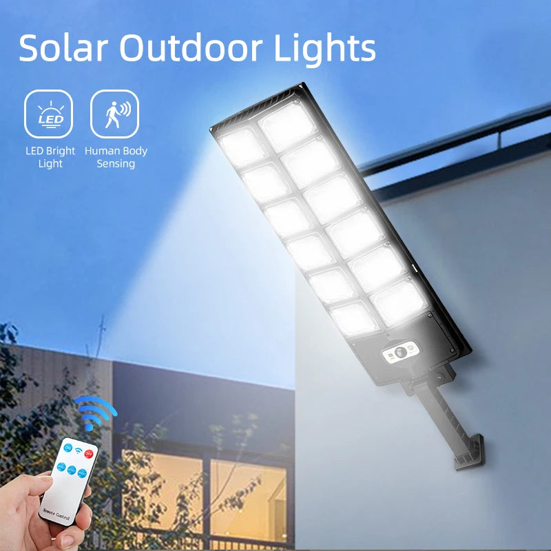 8000W 160000 LM Super Bright Solar Street Lights 1008 LED Solar Lights Outdoor Street Lamp 3 modes IPX65 Waterproof Garden Lighting With Smart Motion Sensor