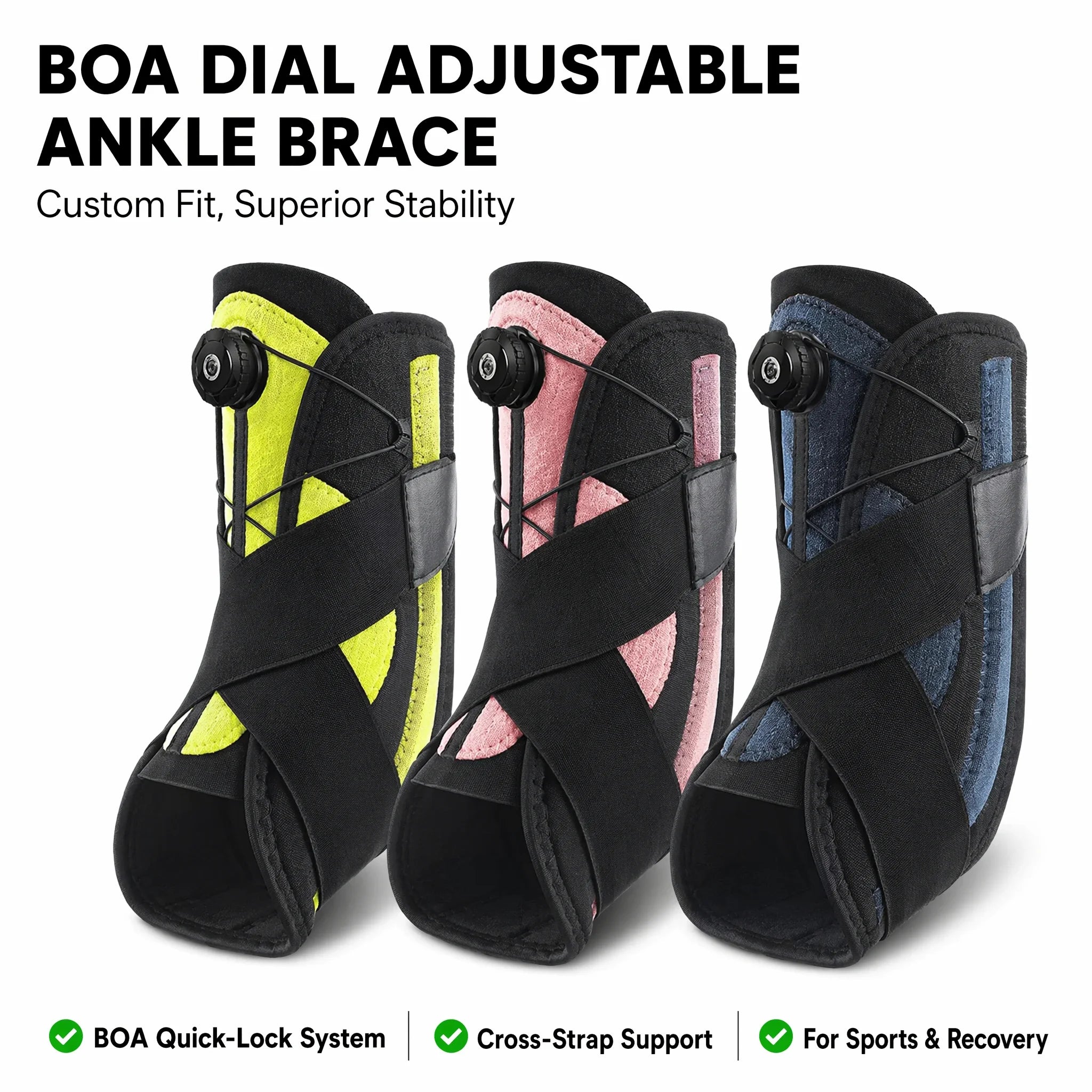 Adjustable BOA Ankle Brace Support Sport Fitness Ankle Protector Sprain Recovery Stabilizer Foot Care Pain Relief Ankle Wrap