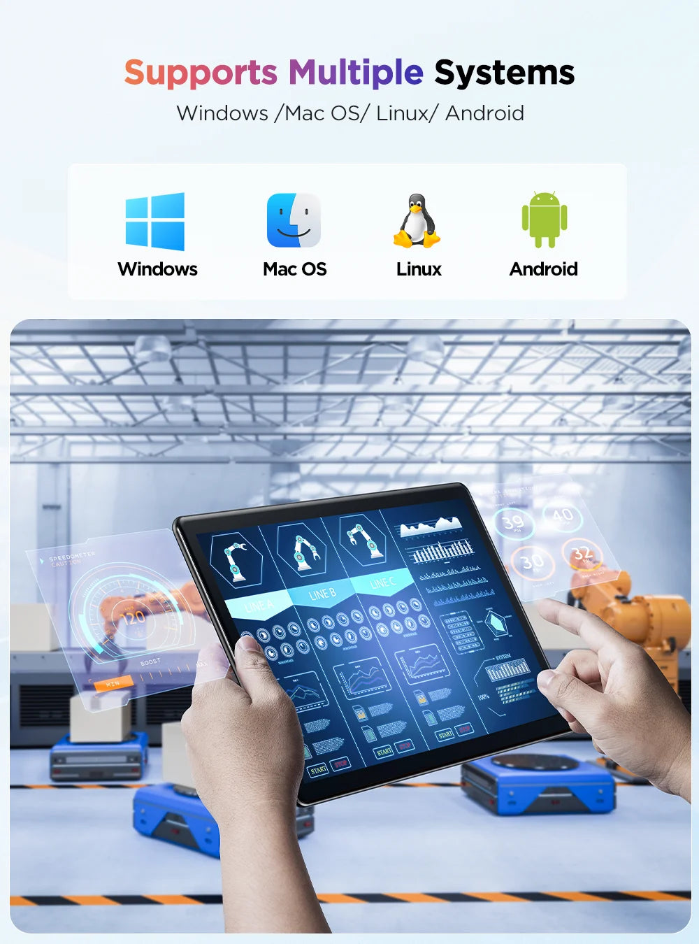 UPERFECT Touchscreen Portable Monitor 15.6'' HDR 1080P IPS Raspberry Pi VESA HDMI VGA DVI Industrial Input 2000:1 Contrast Ratio