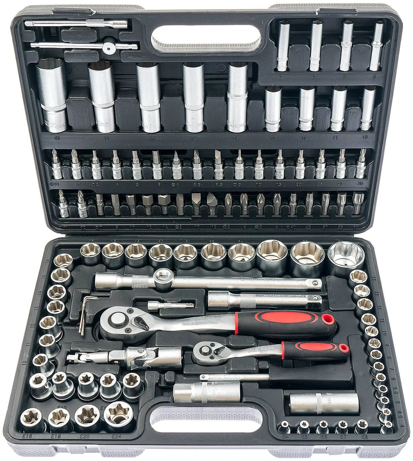 108-Piece Socket Spanner Set Cr-V Ratchet Wrench Set Ratchet Box with 1/4 &1/2 Inch 72 Teeth Reversible Ratchet Hexagonal Socket