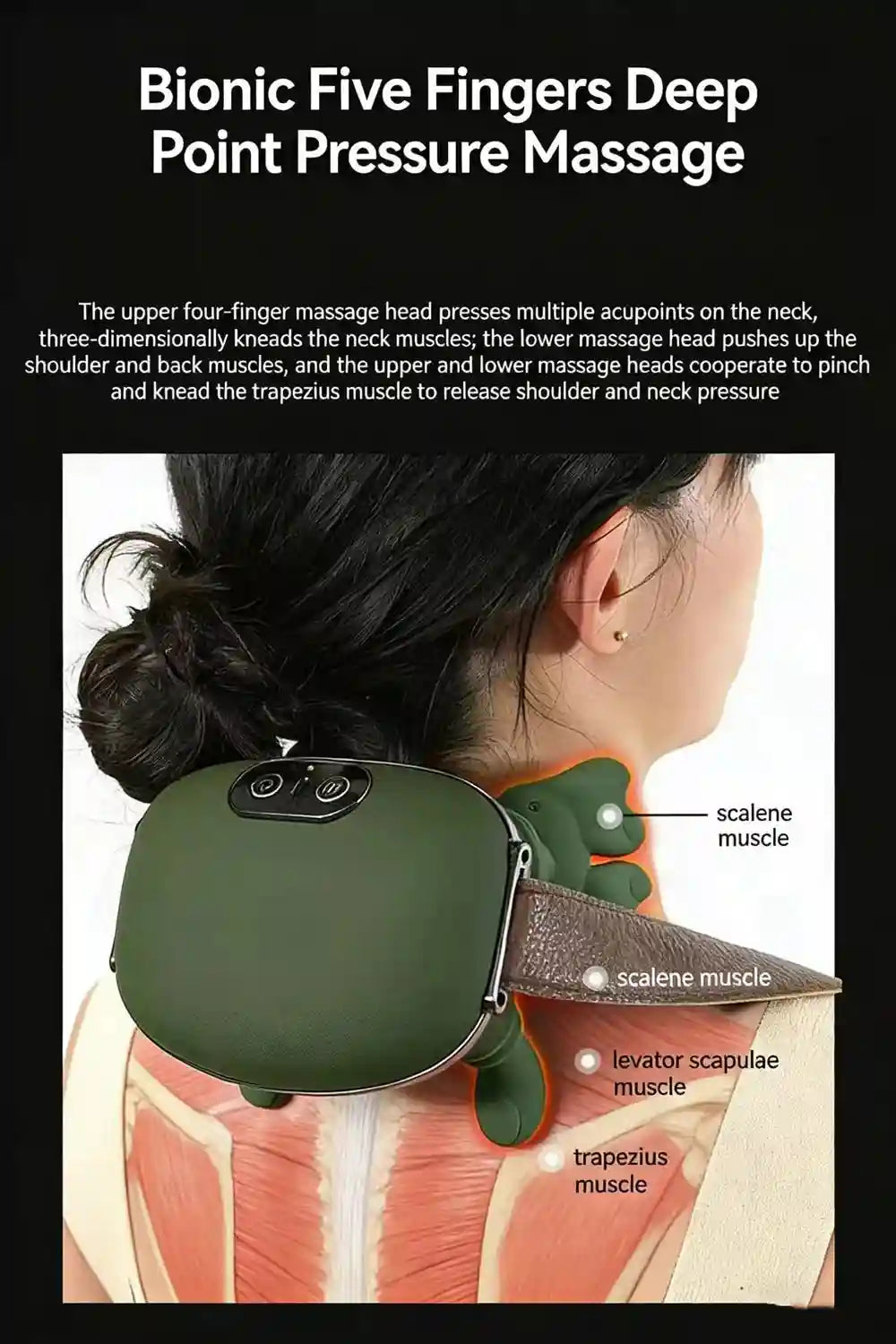 Deep Tissue Neck and Shoulder Massager | Wireless Heat Therapy Device Massage Roller Tidesmit