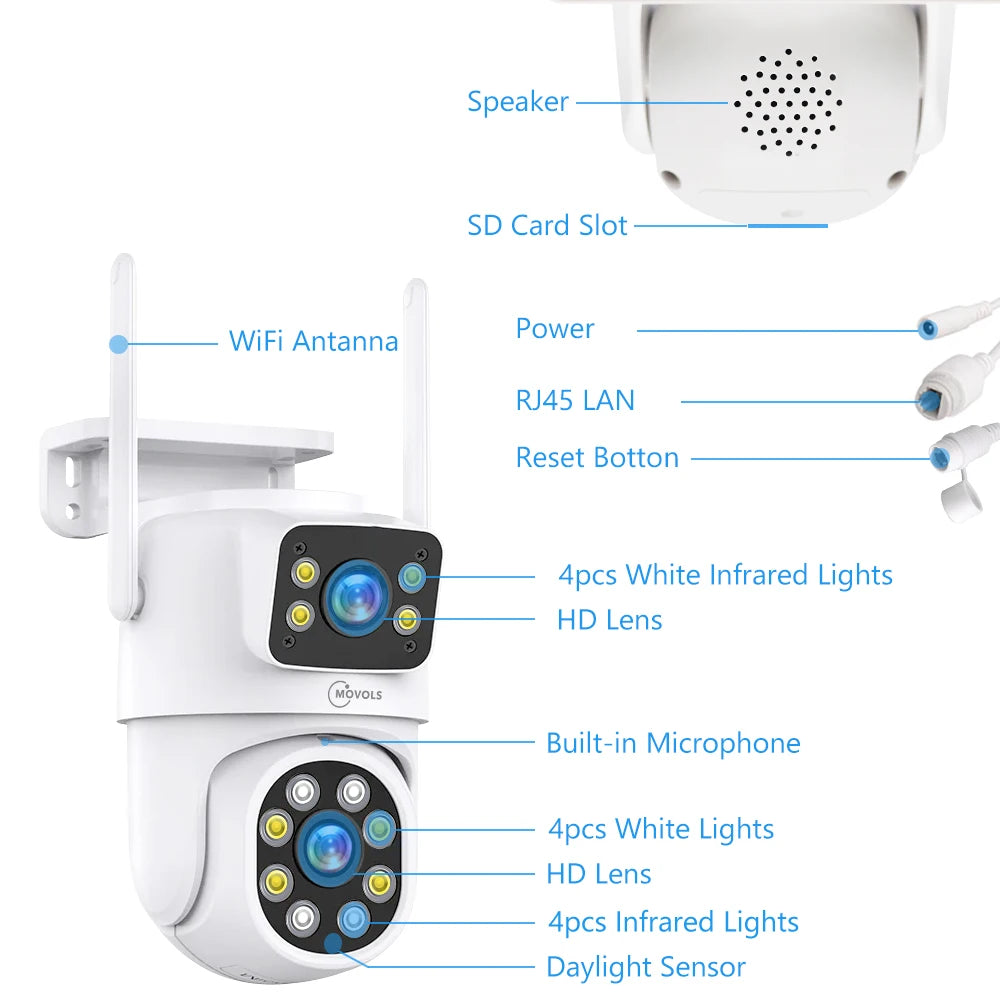 Movols H.265 3MP 5MP Wireless CCTV System Two Way Audio Waterproof PTZ WIFI IP Security Camera 10CH NVR Video Surveillance Kit