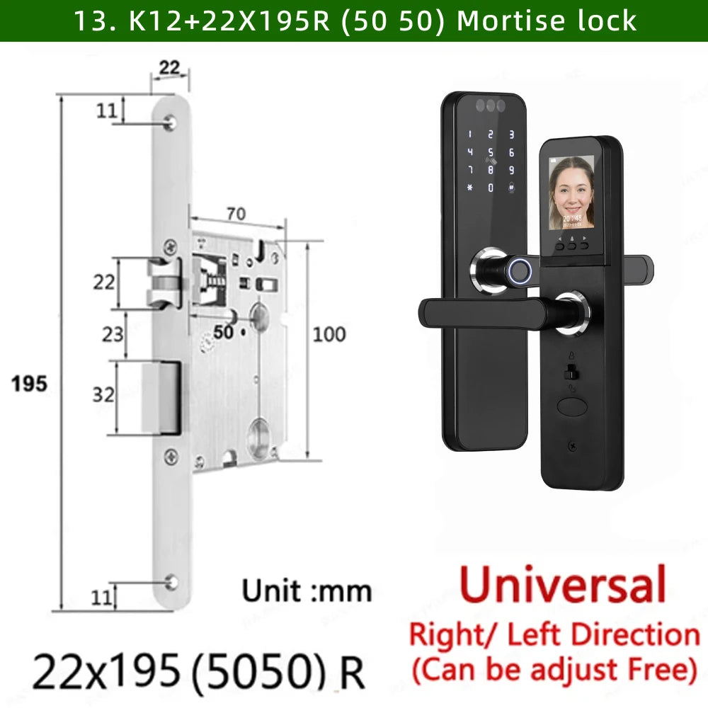 CDOK K12 Tuya WiFi smart door lock, remote unlocking, with cat-eye camera and face unlocking