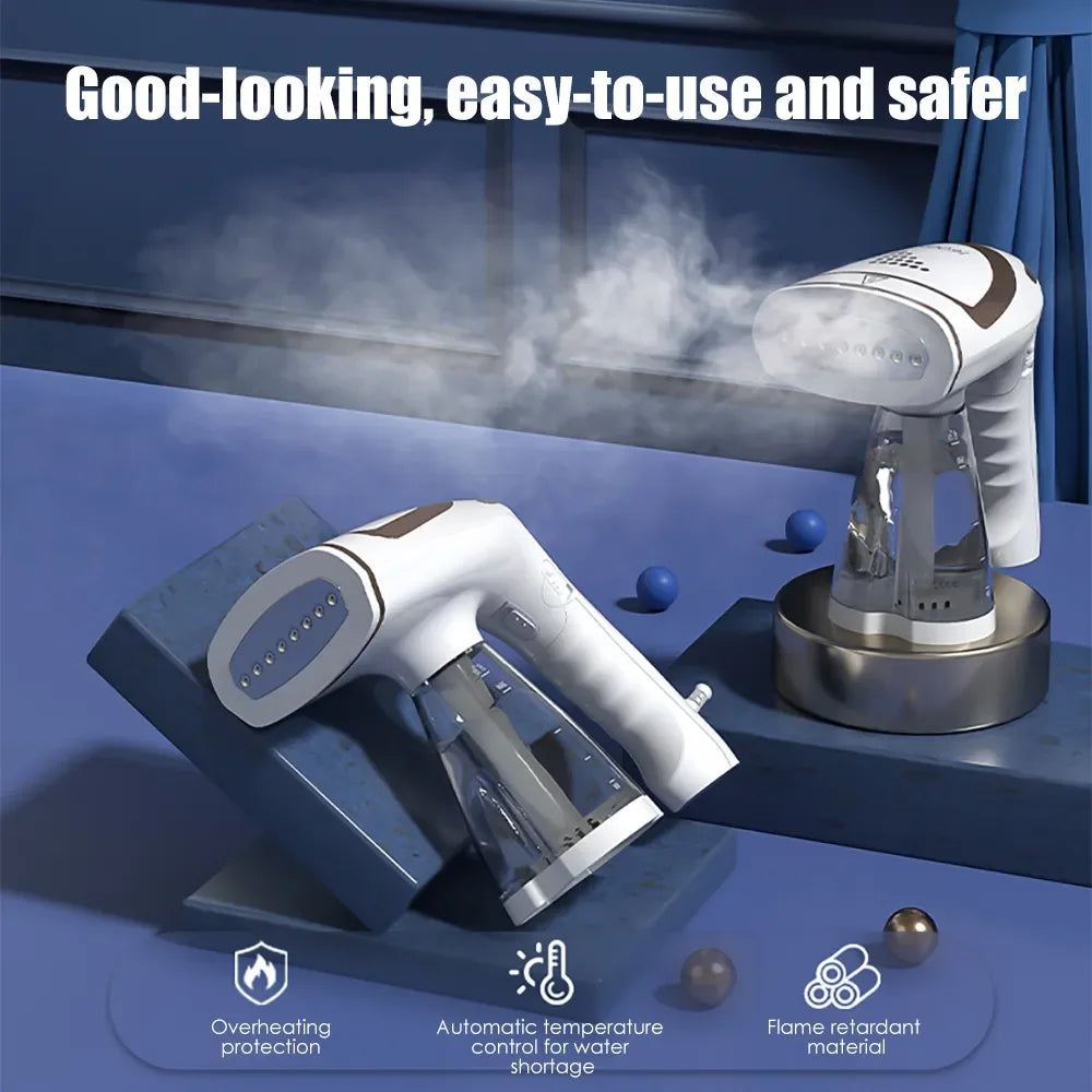 Tidesmit 1600W portable foldable garment steamer in use for quick wrinkle removal on hanging clothes