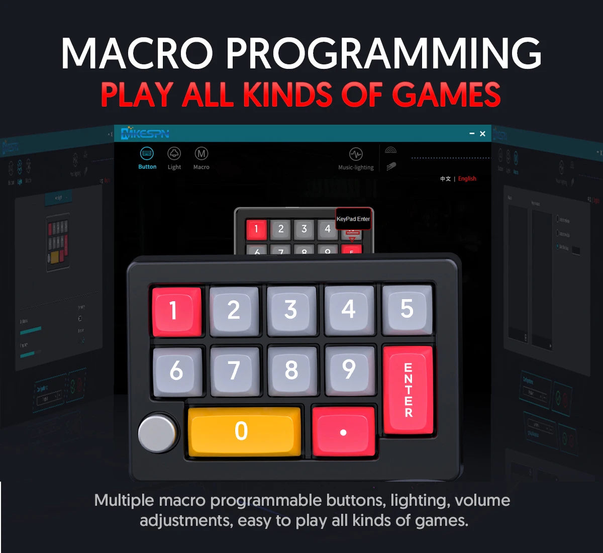 13 Key Macro Programmable Fully Hot Swappable Mechanical Switch 7 Color RGB Light Gaming Mini Keyboard