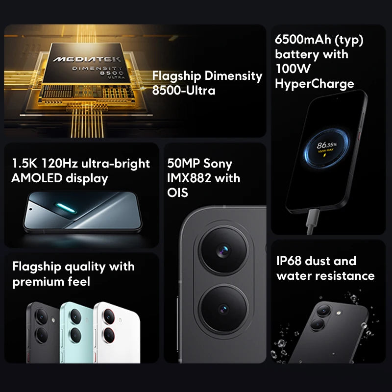 POCO X8 Pro Global Version Smartphone Dimensity 8500-Ultra 6500mAh battery 6.59" 1.5K 120Hz AMOLED display 50MP
